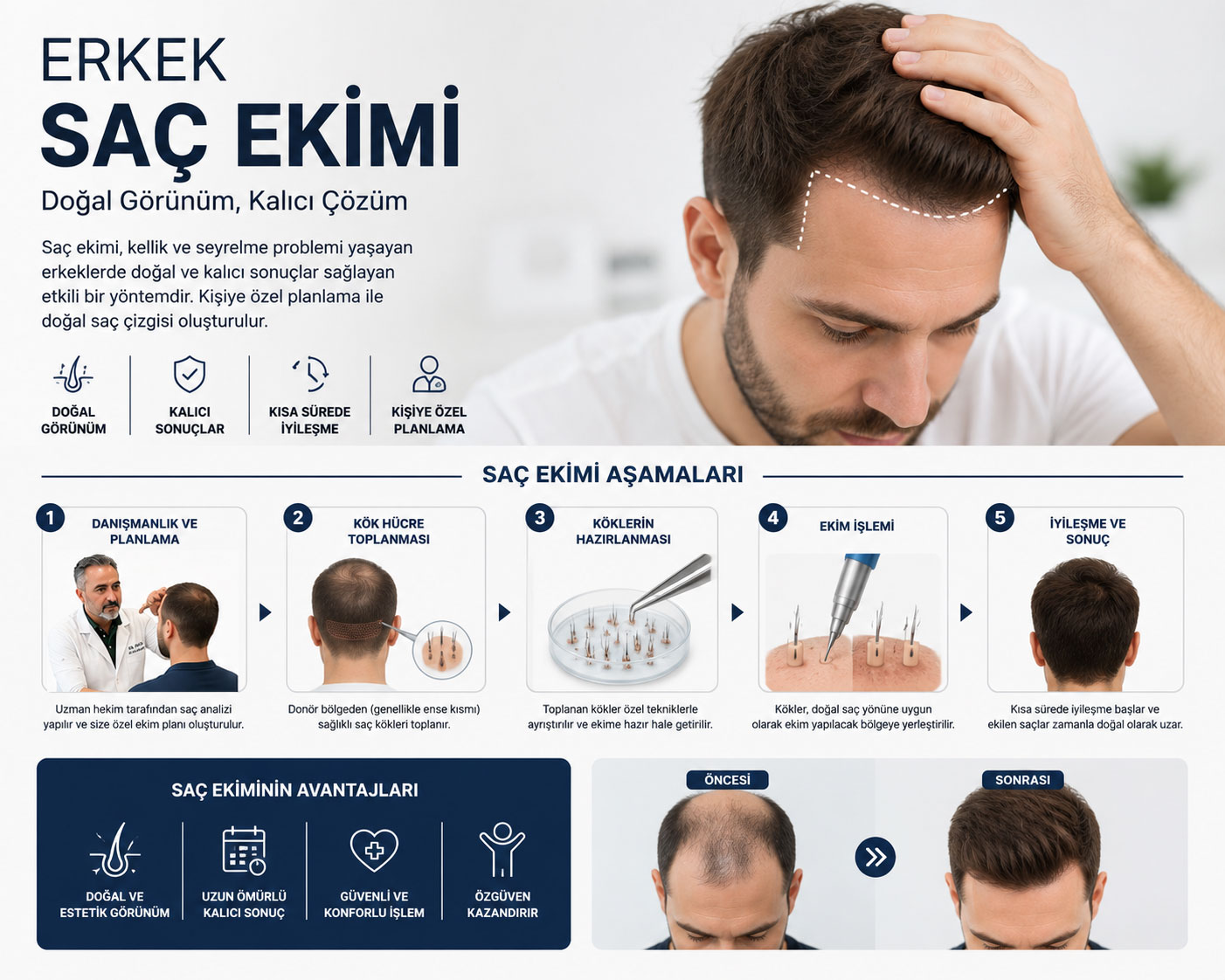 Kuşadası saç ekimi doğal saç çizgisi planlama